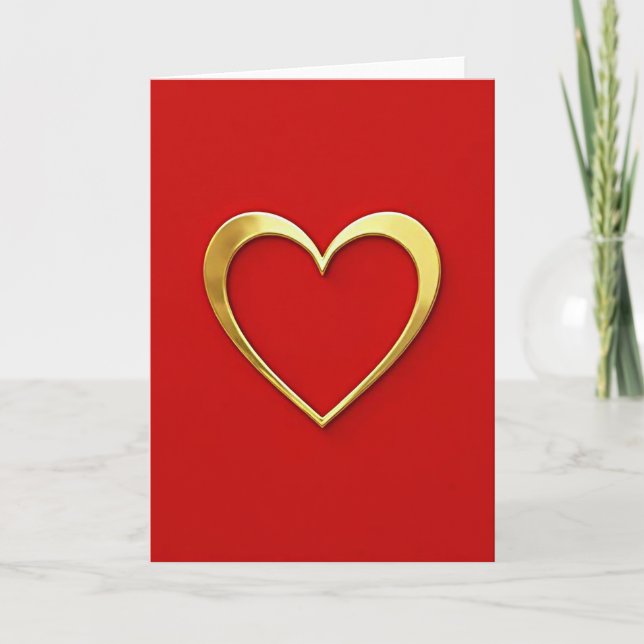 Red And Gold Love Heart Card (Front)