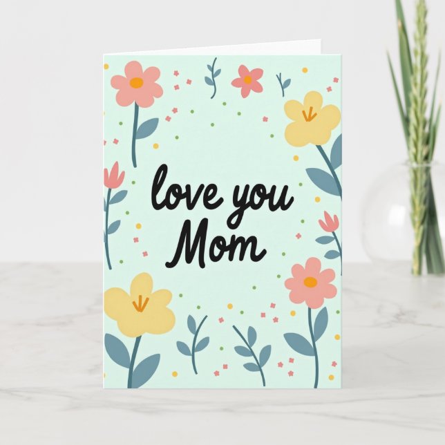 Red And Gold Love Mom Card (Front)