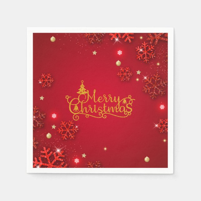 Red and Gold Luxury Christmas Napkins (Front)