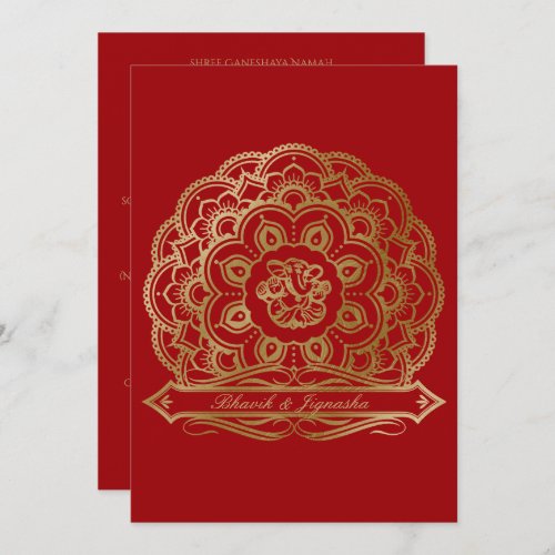 Red and Gold Mandala Indian Wedding Invitation