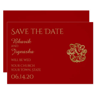 Indian Wedding Save The Date Invitations Announcements Zazzle Red And Gold Mandala Indian Wedding Save The Date Card