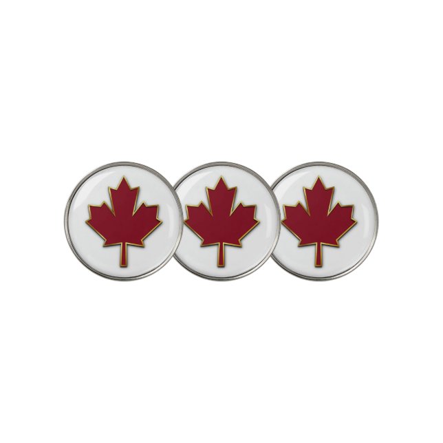 Red and Gold Maple Leaf Golf Ball Marker (3 Up)