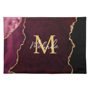 Red and Gold Marble Agate Cloth Placemat
