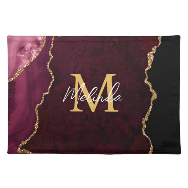 Red and Gold Marble Agate Cloth Placemat (Front)