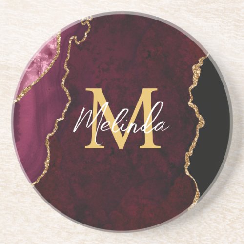 Red and Gold Marble Agate Coaster