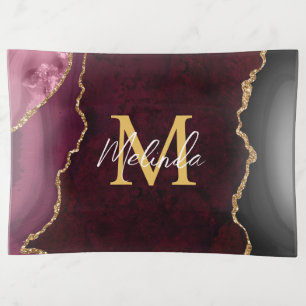 Red and Gold Marble Agate Trinket Tray