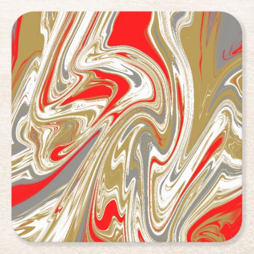 Red and gold marble coaster