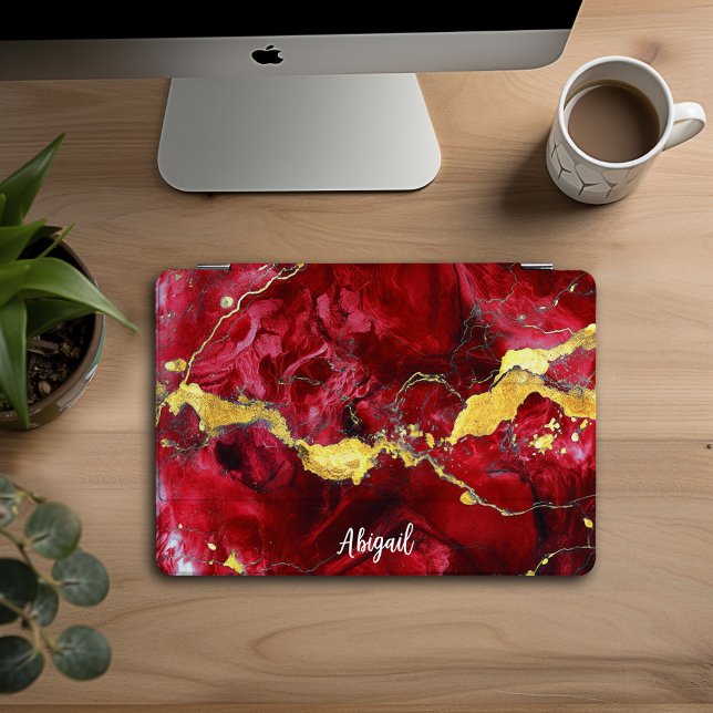 Red And Gold Marble Design Personalized, iPad Pro Cover (Creator Uploaded)