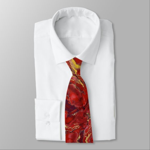 Red and Gold Marble Neck Tie