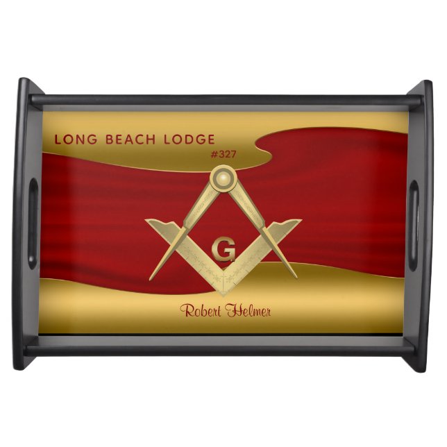 Red and Gold Masonic  Serving Tray (Front)