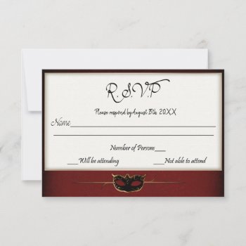 Red And Gold Masquerade Rsvp by capturedbyKC at Zazzle