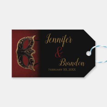 Red And Gold Masquerade Wedding Favor Gift Tags by capturedbyKC at Zazzle