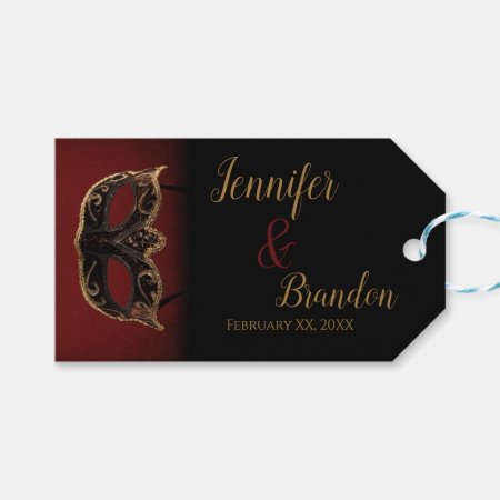Red And Gold Masquerade Wedding Favor Gift Tags
