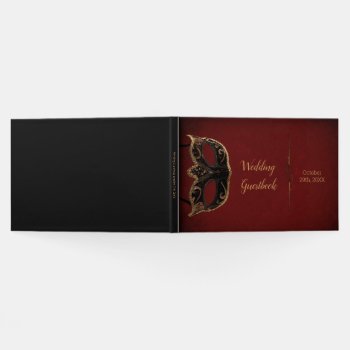 Red And Gold Masquerade Wedding Guest Book by capturedbyKC at Zazzle