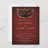 Red and Gold Masquerade Wedding Invitation (Front)