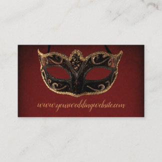Red and Gold Masquerade Wedding Website Enclosure Card
