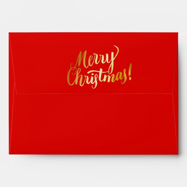 Red and Gold Merry Christmas Envelope (Back (Top Flap))