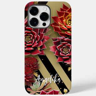Red and Gold Minimalist Abstract Floral Case-Mate iPhone 14 Pro Max Case