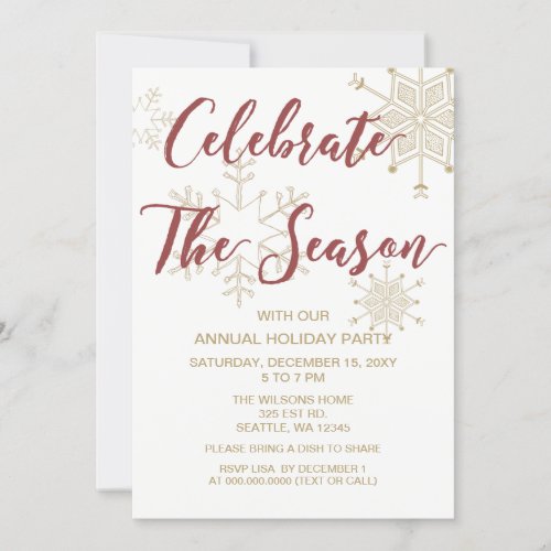 Red and Gold Modern holiday Party Invitation
