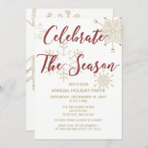 Red and Gold Modern holiday Party Invitation