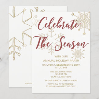 Red and Gold Modern holiday Party Invitation