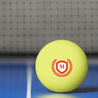 Red and Gold Monogram Logo Crest Ping Pong Ball