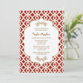Red and Gold Moroccan Bridal Shower Invites (Standing Front)