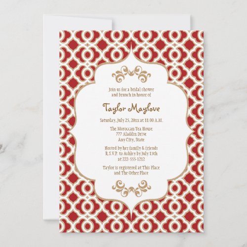Red and Gold Moroccan Bridal Shower Invites