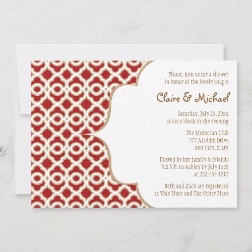 Red and Gold Moroccan Couples Wedding Shower Invitation