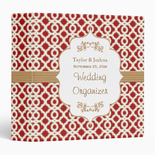 Red and Gold Moroccan Wedding Organizer 3 Ring Binder