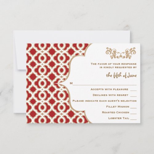 Red and Gold Moroccan Wedding Response Cards