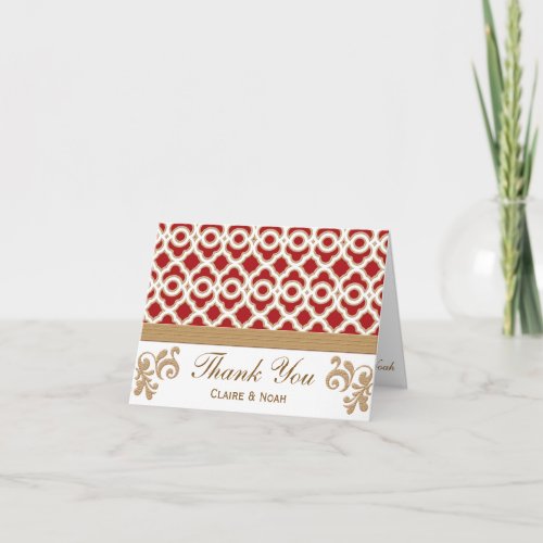 Red and Gold Moroccan You Wedding Card