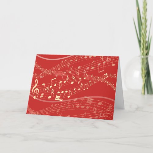 Red and Gold Musical Christmas Blank Greeting Card