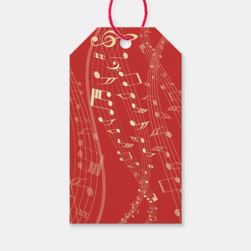 Red and Gold Musical Christmas Gift Tag