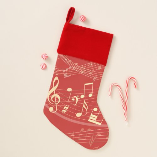 Red and Gold Musical Christmas Stocking