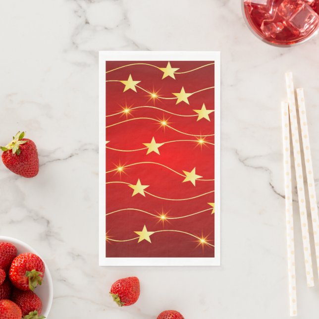 Red and Gold New Year Paper Guest Towels (Insitu)