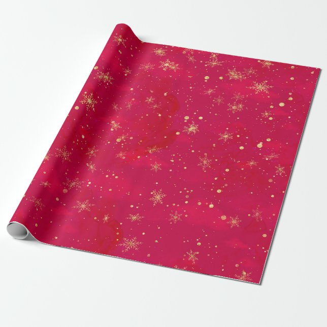 Red and Gold Nutcracker Ballet Wrapping Paper (Unrolled)
