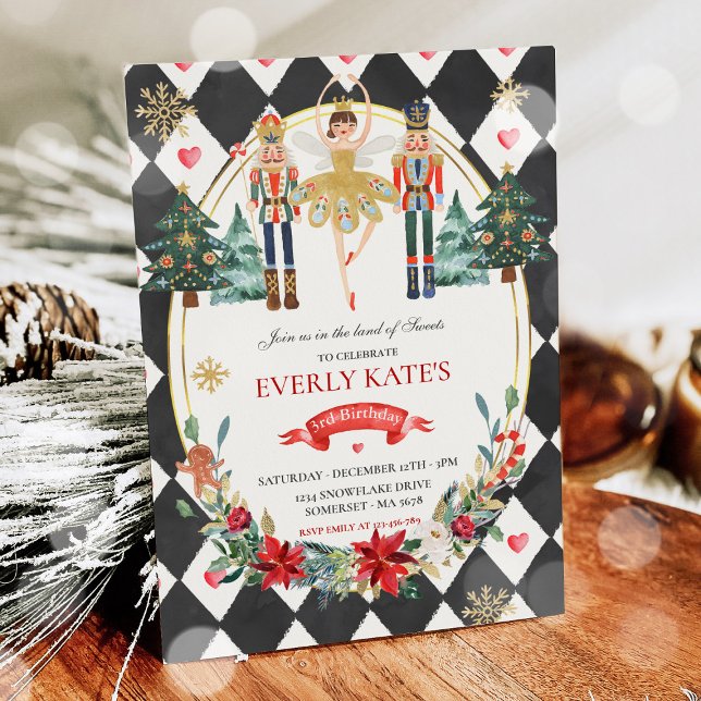 Red And Gold Nutcracker Birthday Sugar Plum Fairy Invitation (Creator Uploaded)