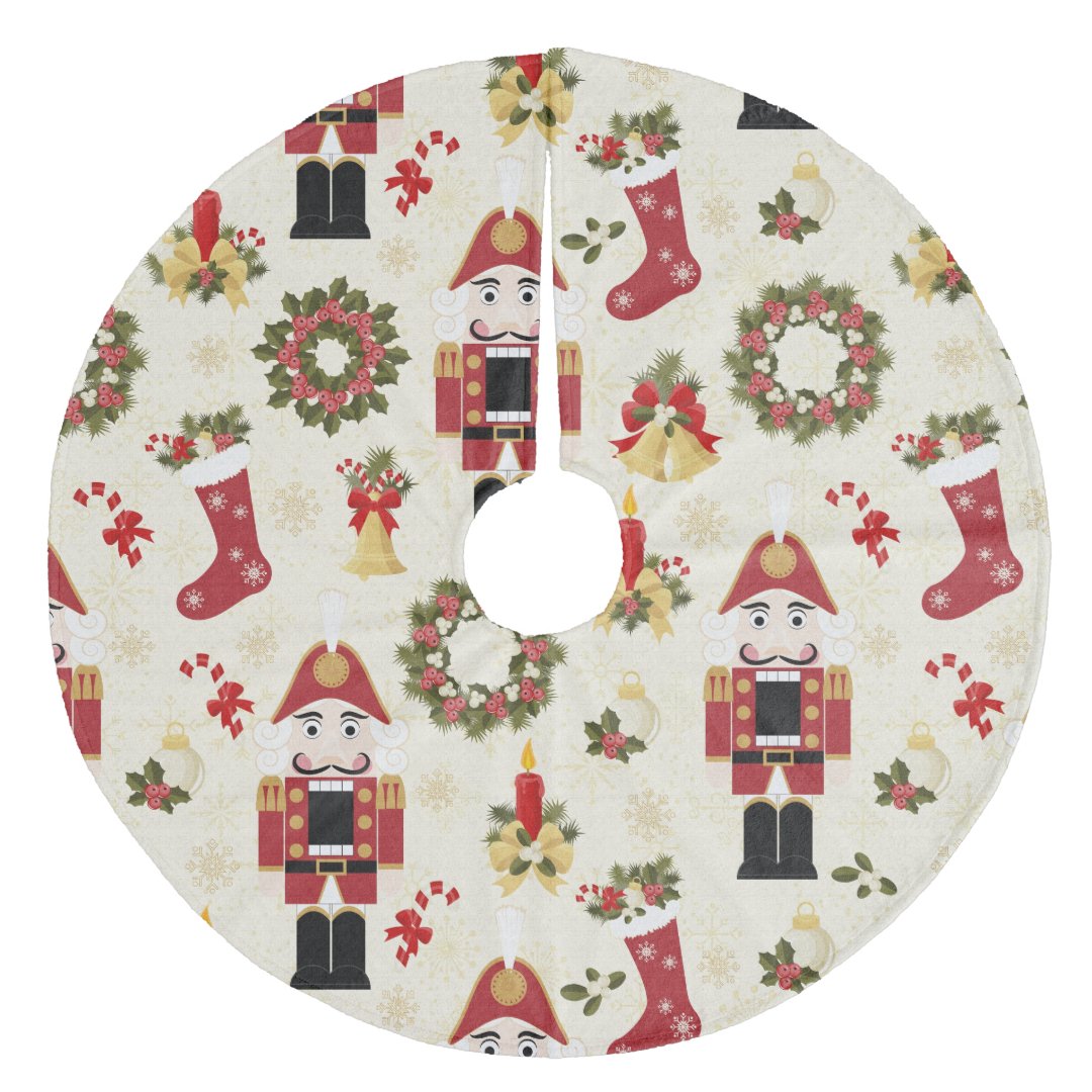 Red and Gold Nutcracker Fleece Tree Skirt | Zazzle