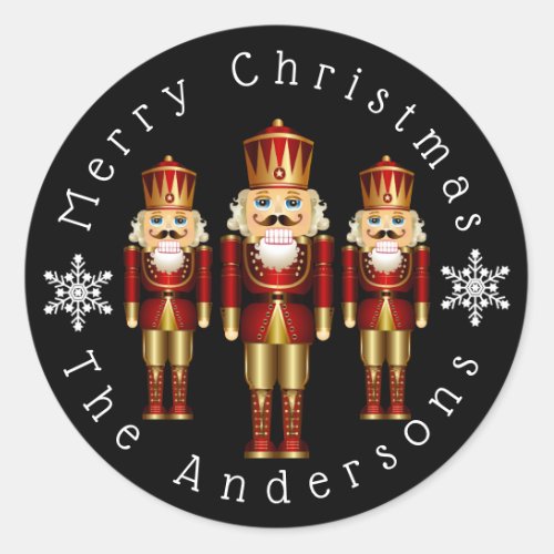 Red and Gold Nutcracker Personalize Classic Round  Classic Round Sticker