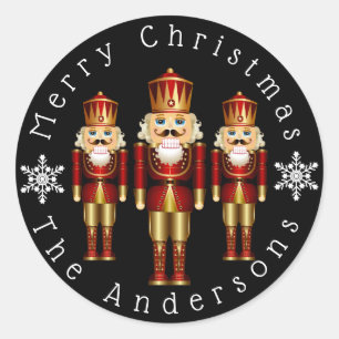 Red and Gold Nutcracker Personalize Classic Round Classic Round Sticker