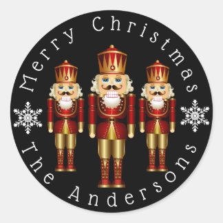 Red and Gold Nutcracker Personalize Classic Round  Sticker