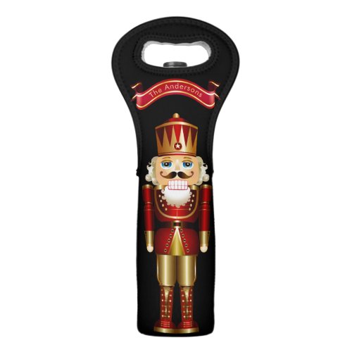 Red and Gold Nutcracker Personalize Wine Bag