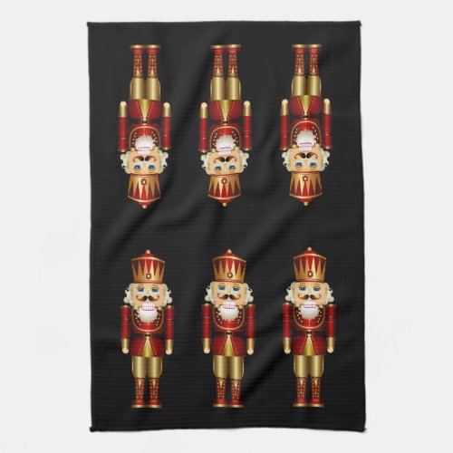 Red and Gold Nutcrackers Kitchen Towel
