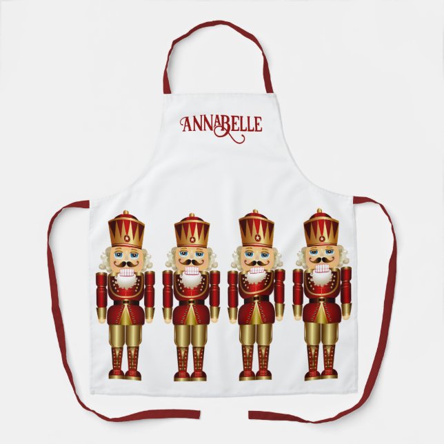 Red and Gold Nutcrackers Personalize Apron (Front)