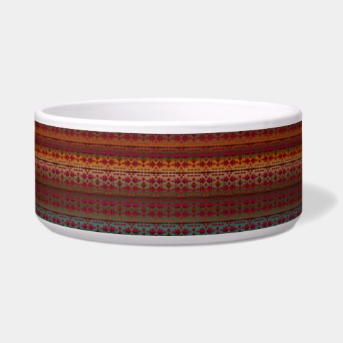 Red and Gold Ombre Southwestern Ceramic Pet Bowl