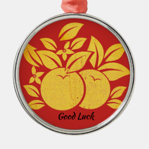 Red and Gold Oranges Metal Ornament
