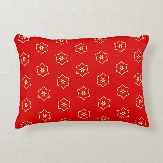 Red and Gold Ornamental Design Accent Pillow (Front)