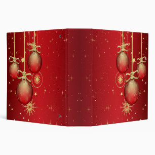 red and gold ornaments notebook binder