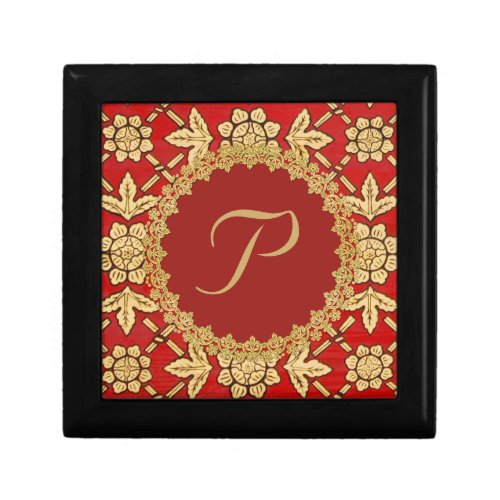 Red and Gold Ornate Monogram Gift Box